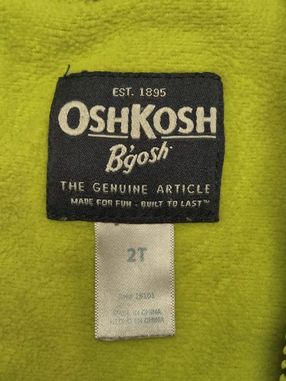 OshKosh B'gosh Navy Hooded Puffer Jacket with Lime Accents